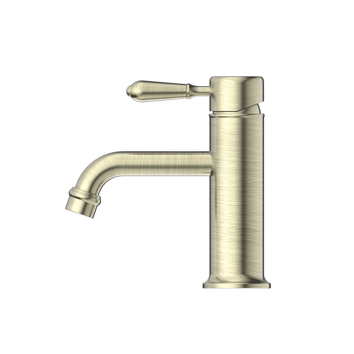 York Straight Basin Mixer With Metal Lever Aged Brass