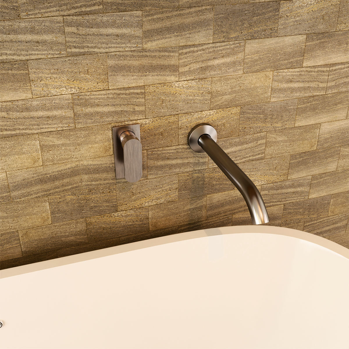 Ecco Wall Basin/Bath Mixer Separate Back Plate Gun Metal