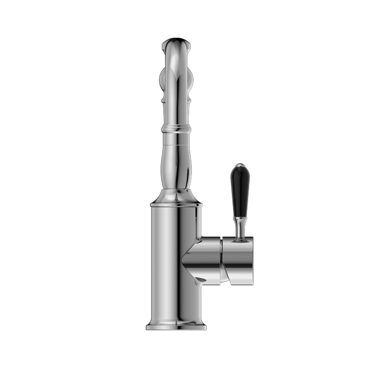 York Basin Mixer Hook Spout With Black Porcelain Lever Chrome