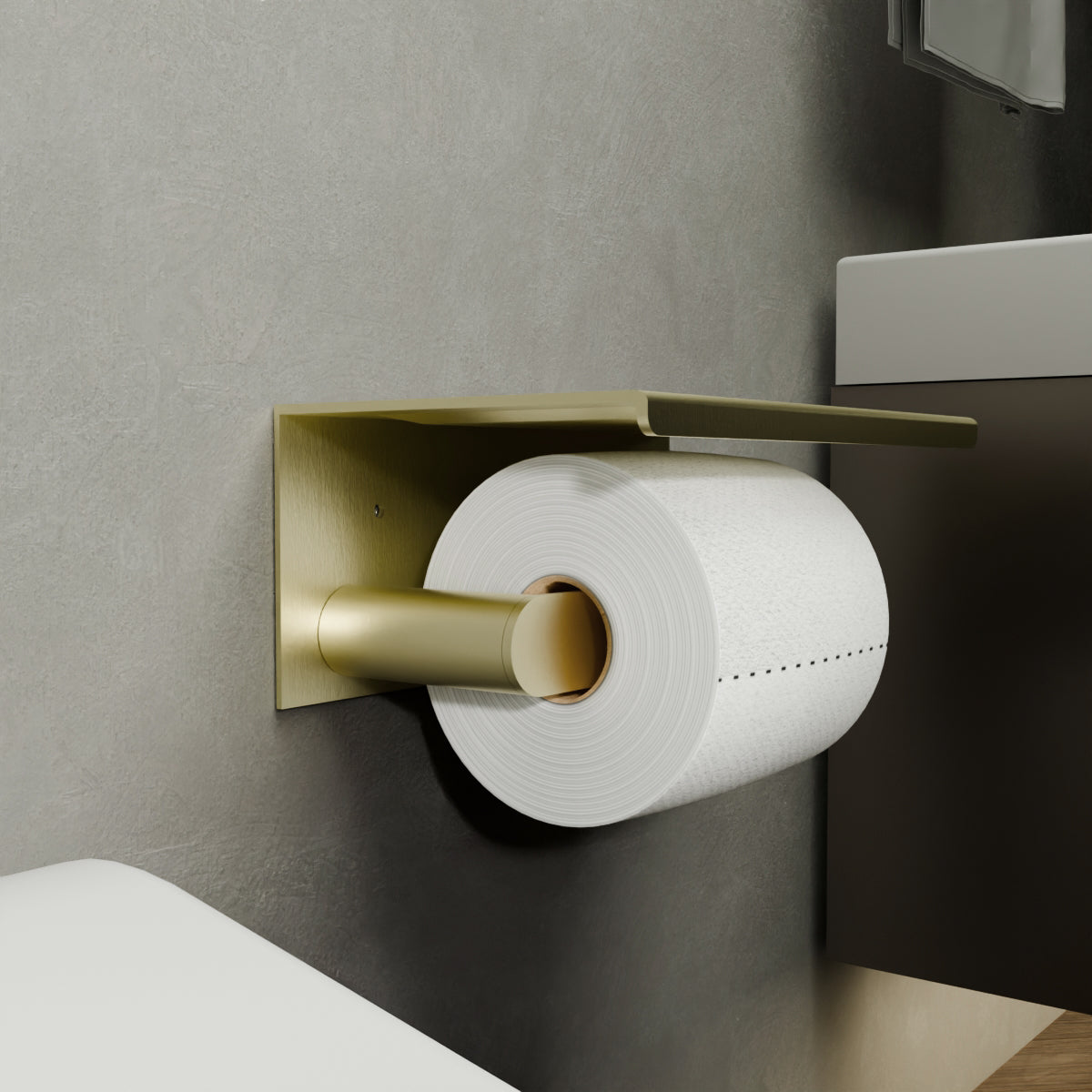 Bianca Toilet Roll Holder With Phone Holder Brushed Gold