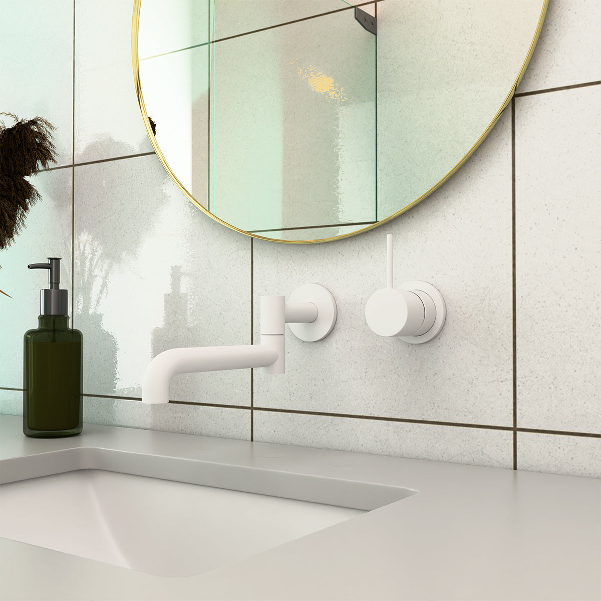 Mecca Shower Mixer Handle Up 80mm Plate Matte White