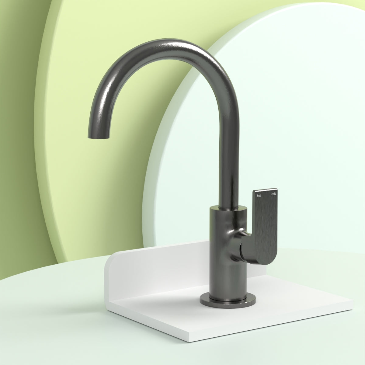 Bianca Kitchen Mixer Gooseneck Spout Gun Metal