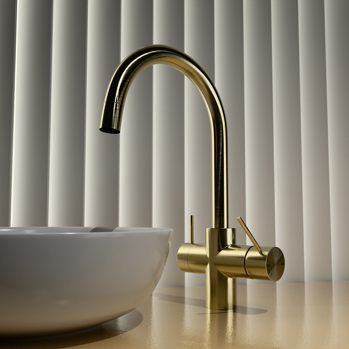 Mecca 3 Way Filtered Mixer Tap Brushed Gold