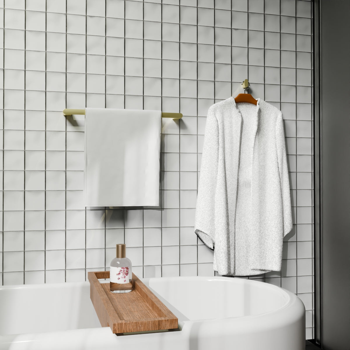 Bianca Single Towel Rail 800mm Brushed Gold