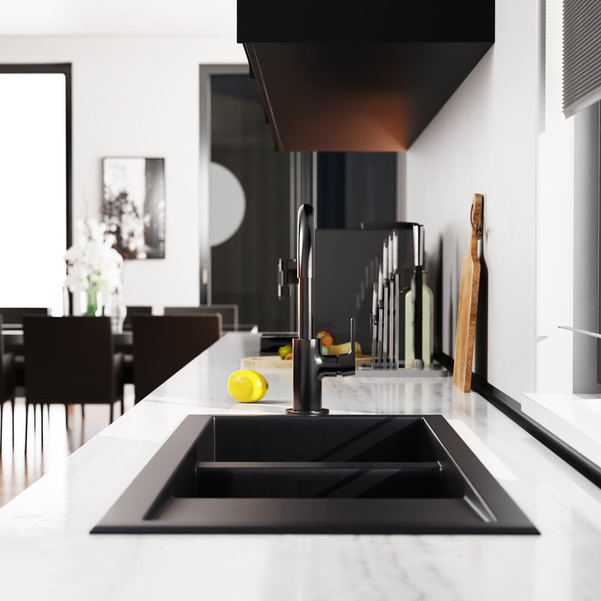 Bianca Kitchen Mixer Gooseneck Spout Matte Black