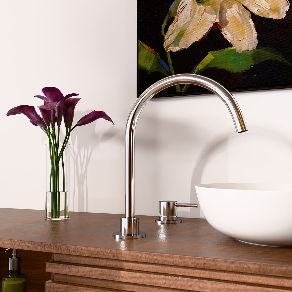 Mecca Hob Basin Mixer Round Swivel Spout Chrome