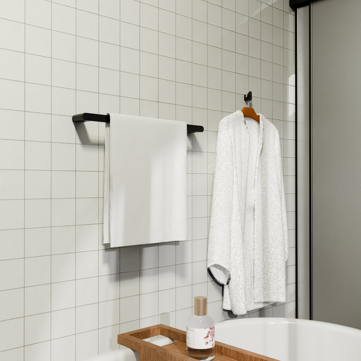 Bianca Single Towel Rail 600mm Matte Black