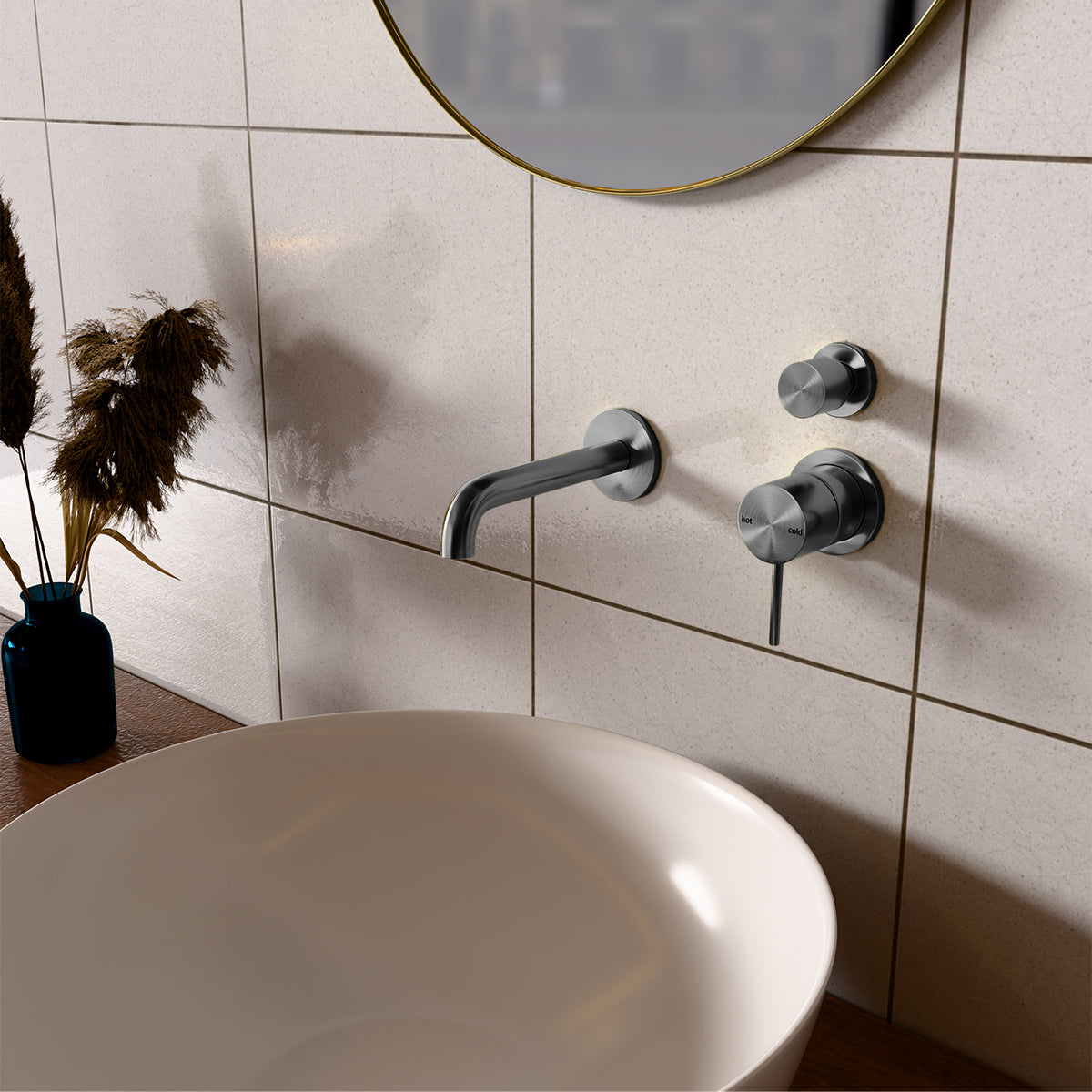 Mecca Shower Mixer With Divertor Separate Back Plate Gun Metal