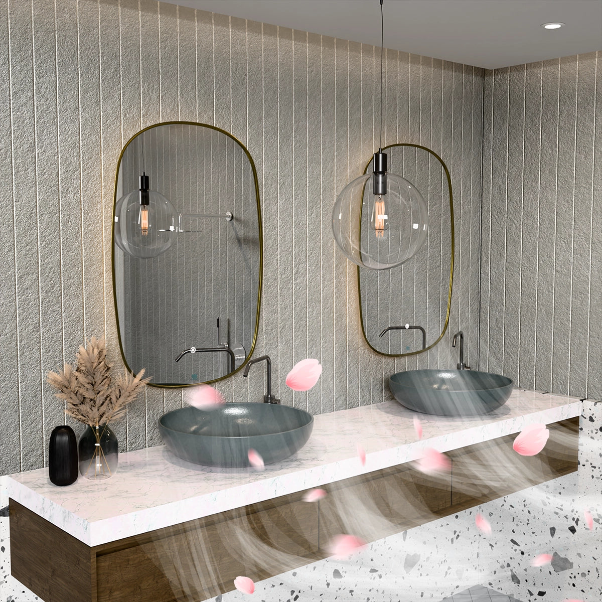 24"×36" Oval LED Mirror with Dual-Touch Dimmer/Defogger & Built-in Aromatherapy, 3CCT Back-Lit, Fingerprint-Proof Stainless Frame, 45° Wall-Mounted