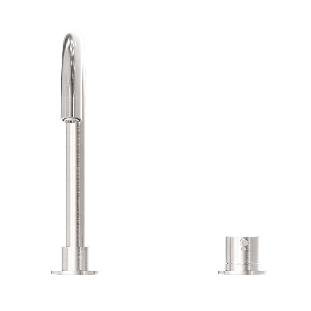 Mecca Hob Basin Mixer Round Swivel Spout Brushed Nickel