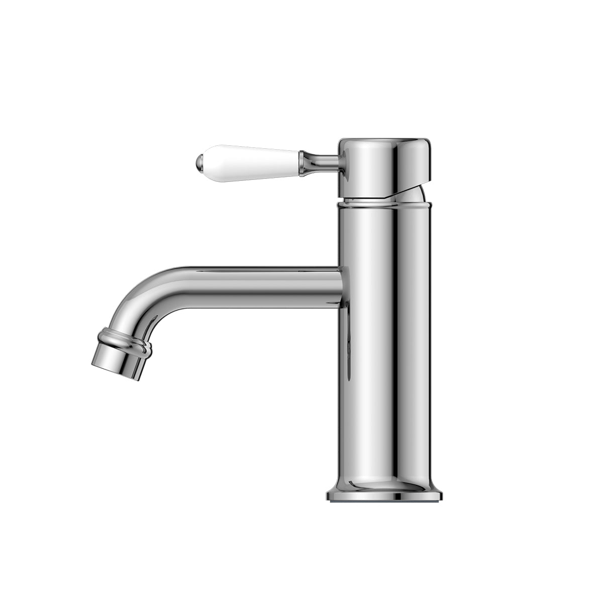 York Straight Basin Mixer With White Porcelain Lever Chrome