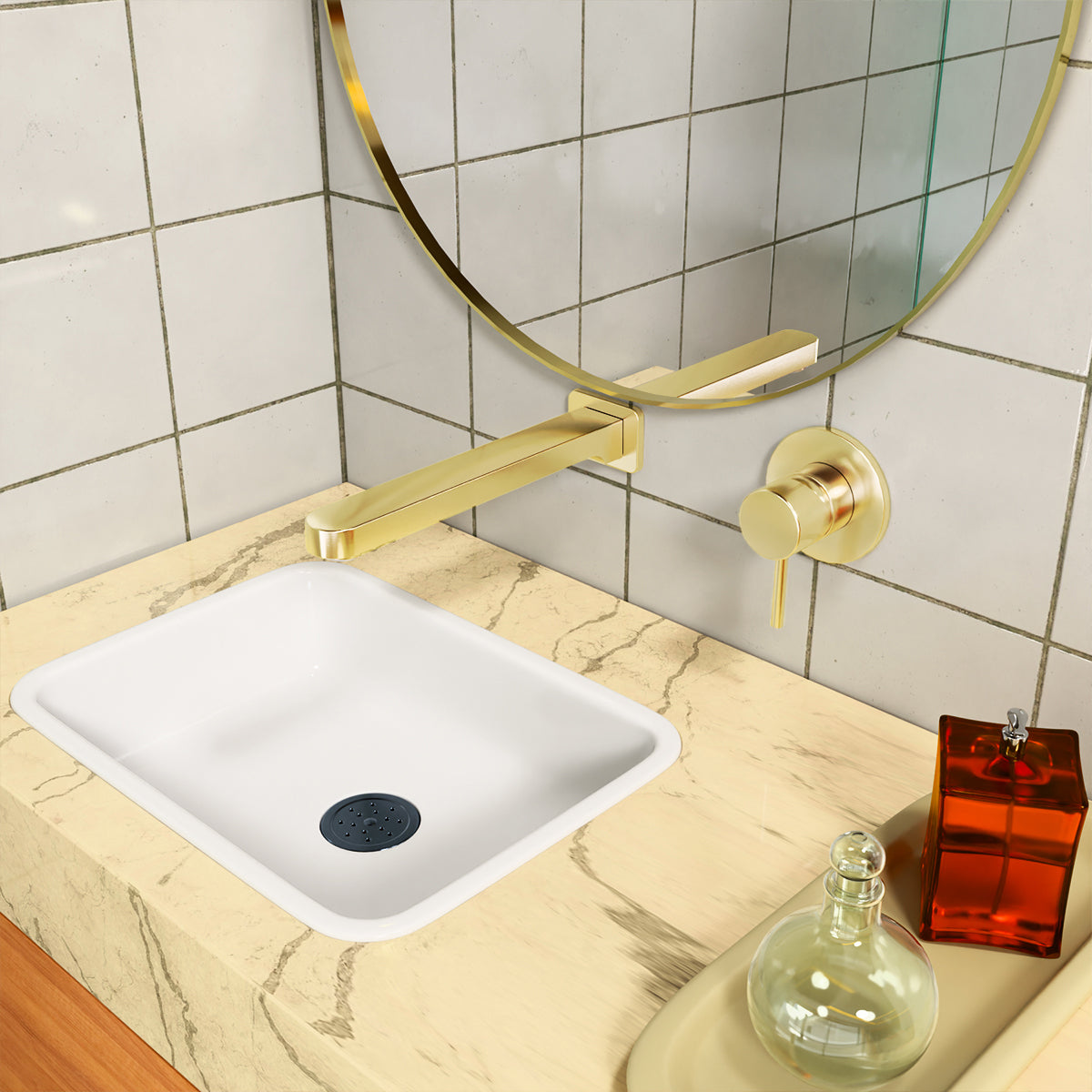 Mecca Shower Mixer 80mm Plate Brushed Gold