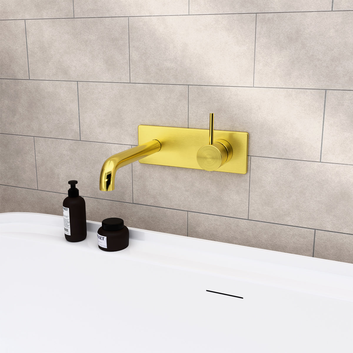 Mecca Wall Basin/Bath Mixer Handle Up 120mm Brushed Gold