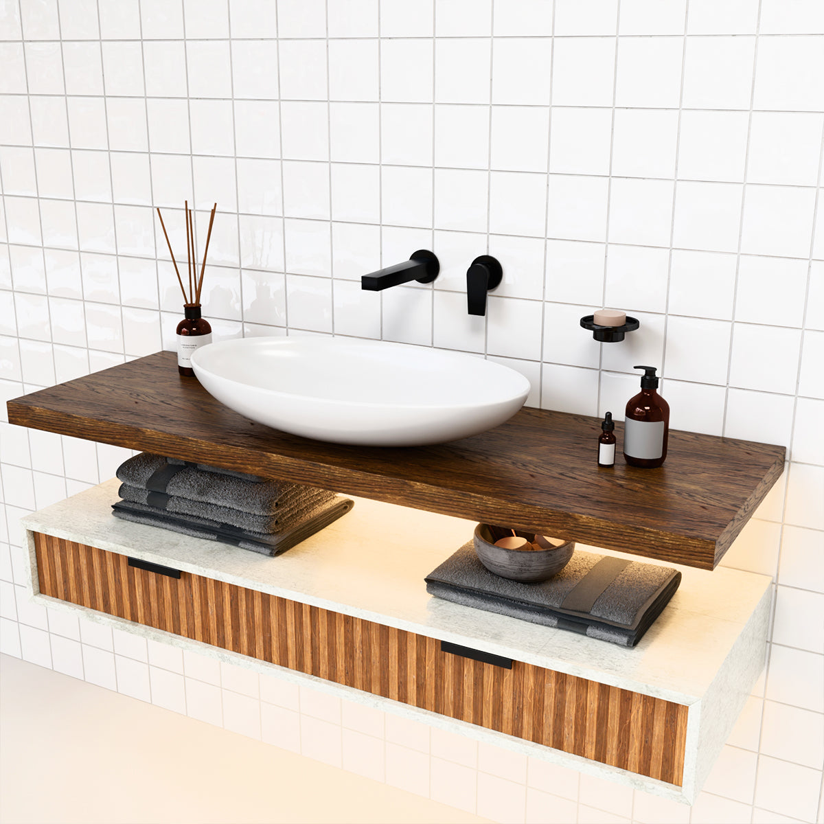 Taut Wall Mount Basin Mixer-Matte Black 74027T-4ND-BL