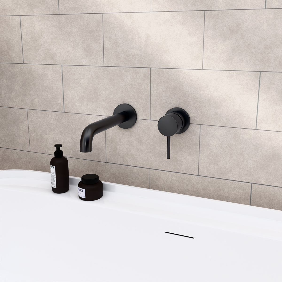 Mecca Wall Basin/Bath Mixer Separate Back Plate 230mm MatTE BLACK