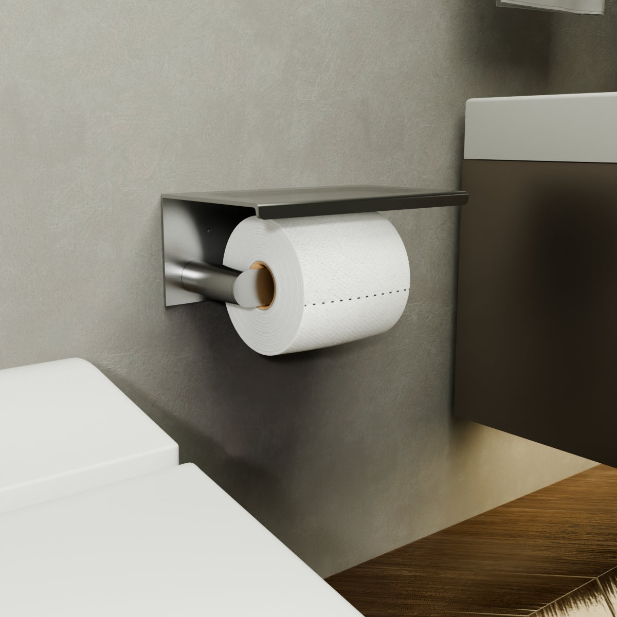 Bianca Toilet Roll Holder With Phone Holder Gun Metal