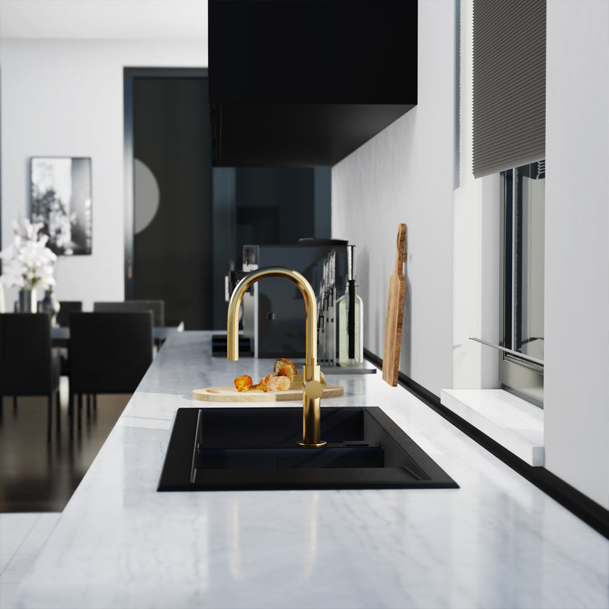 Crue Kitchen Mixer Brushed Brass