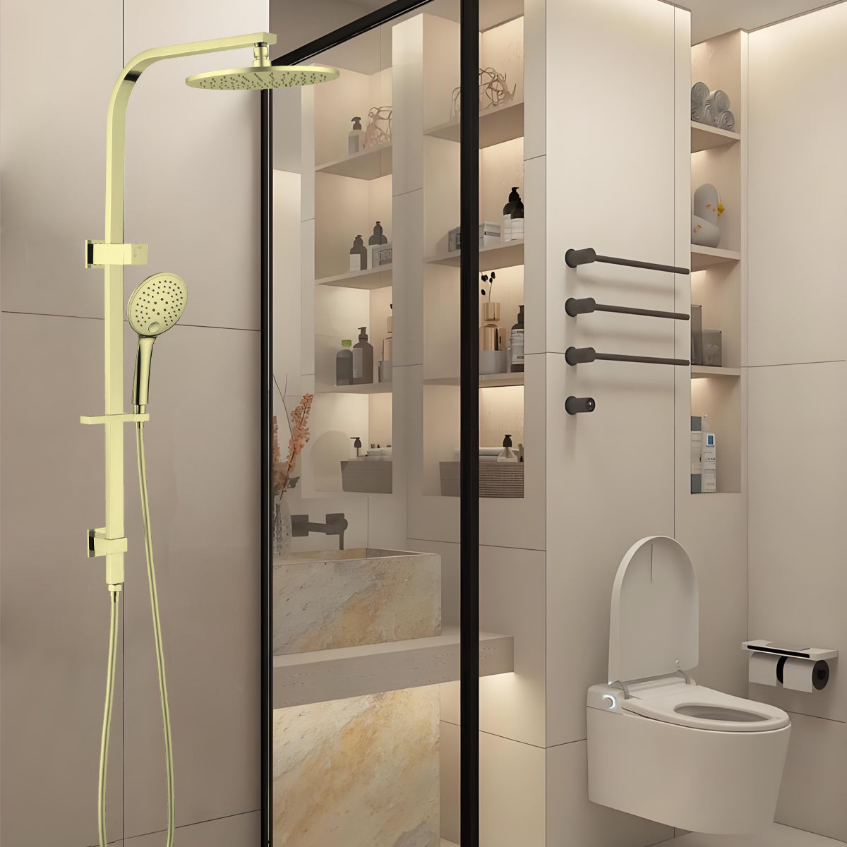 BIANCA TWIN SHOWER BRUSHED GOLD