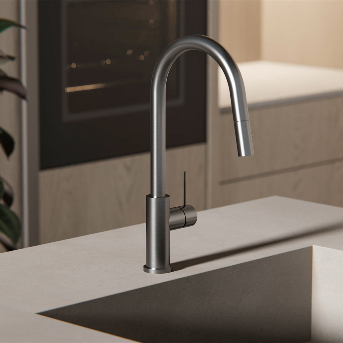 Mecca Pull Out Sink Mixer With Vegie Spray Function Gun Metal