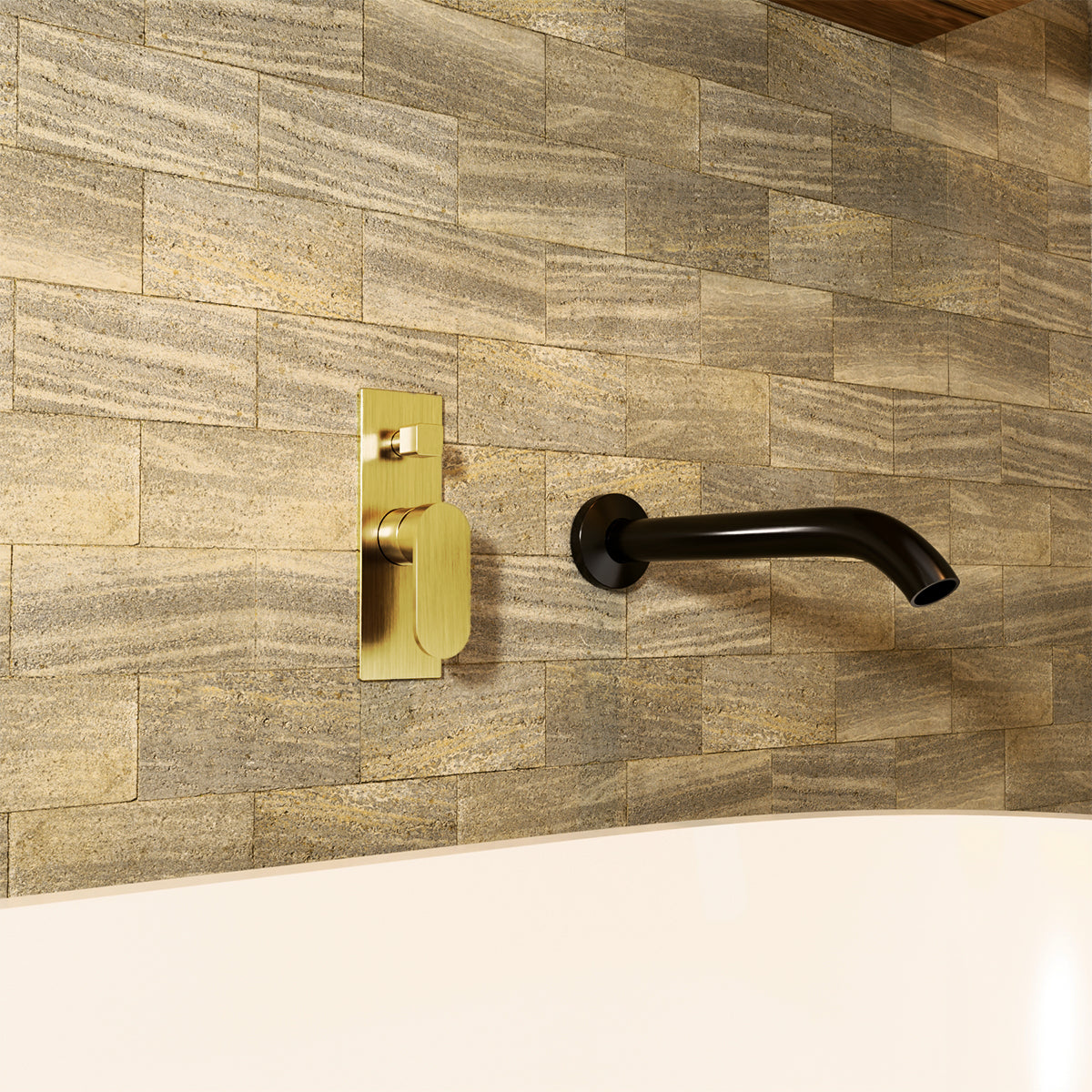 Ecco Shower Mixer With Divertor Brushed Gold