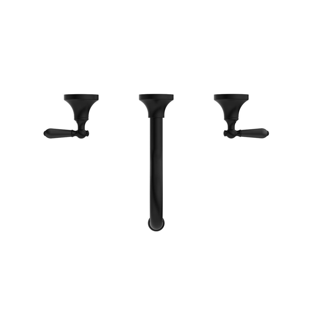 York Wall Basin Set With Metal Lever Matte Black