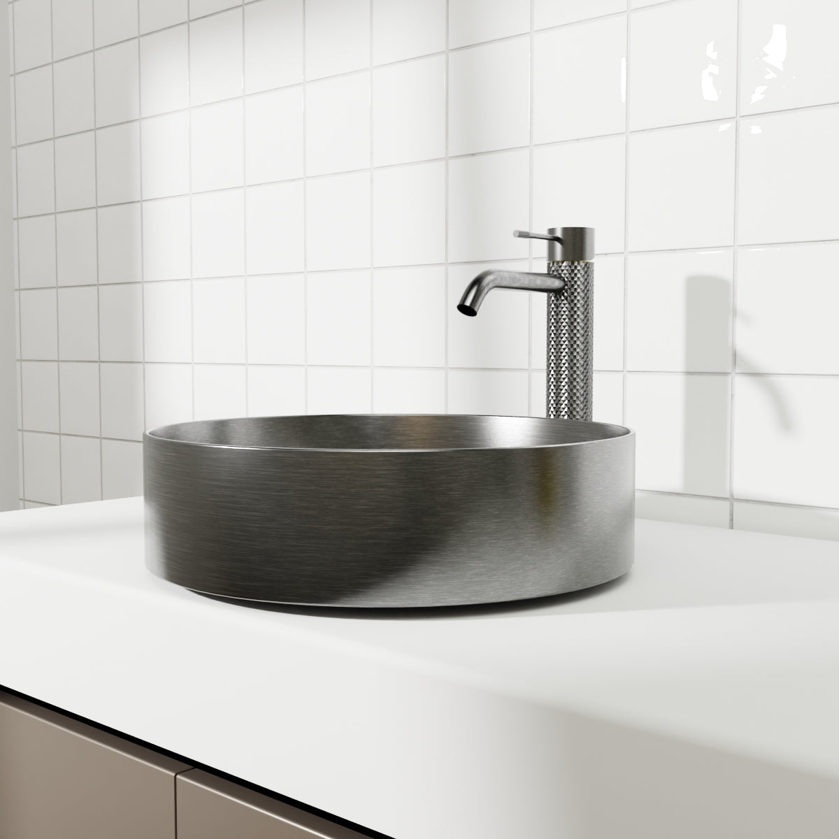 Opal Round 400mm Stainless Steel Basin Graphite