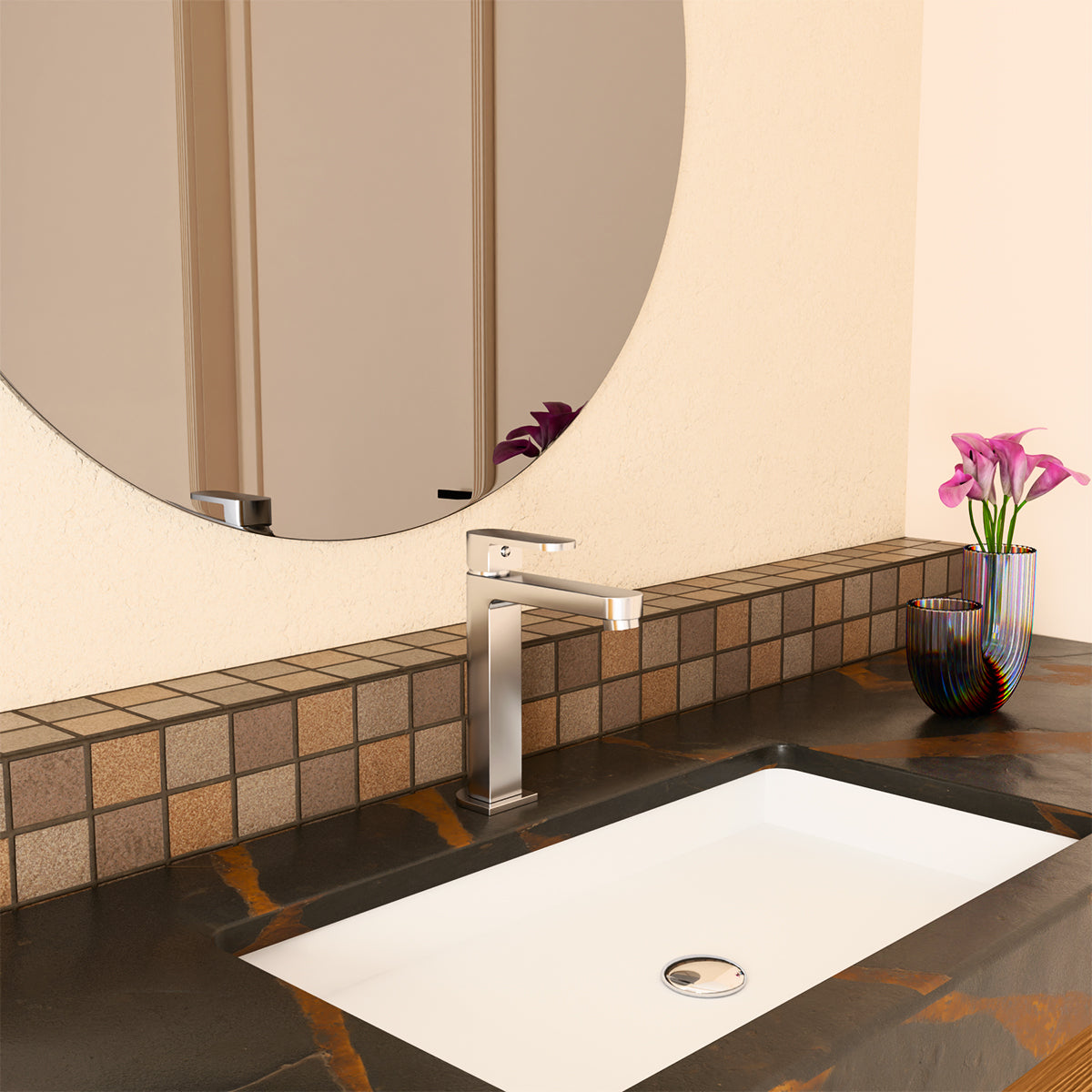 Ecco Tall Basin Mixer Brushed Nickel