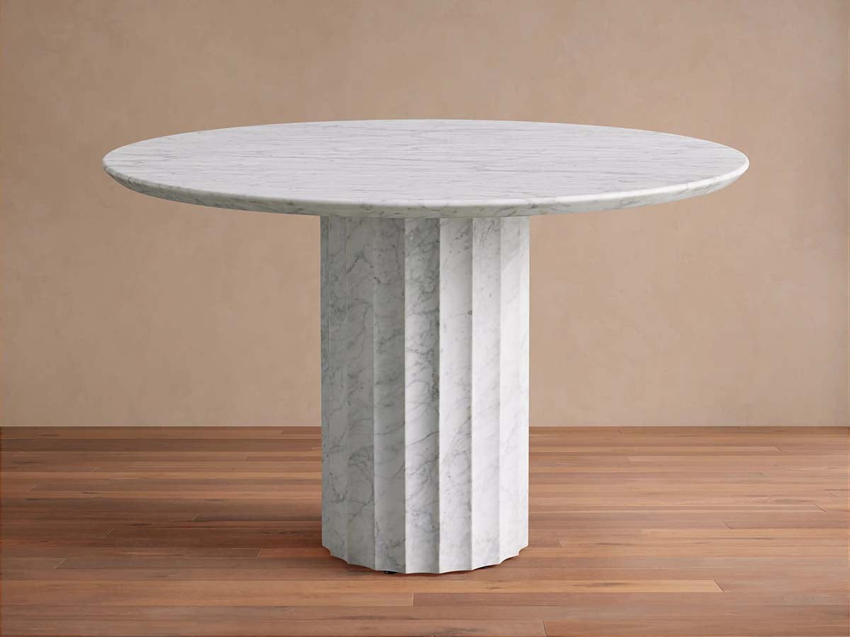 Danae Round Marble Stone Dining Table With Roman Column Base