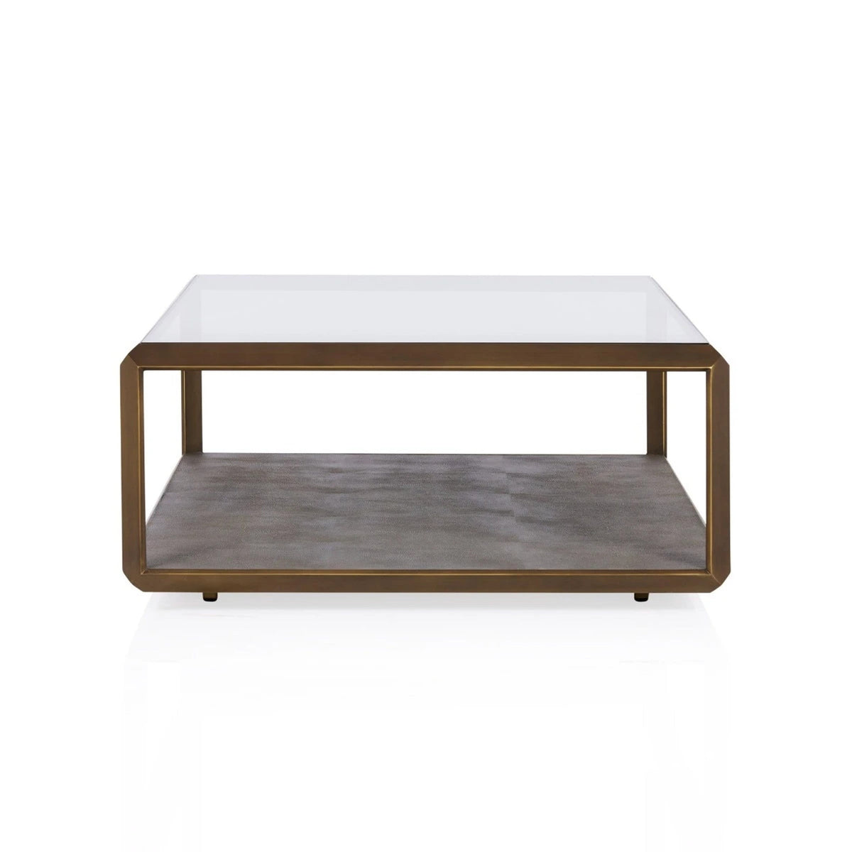Max Rectangular Glass Coffee Table Faux Shagreen Living Room Center Tea Table