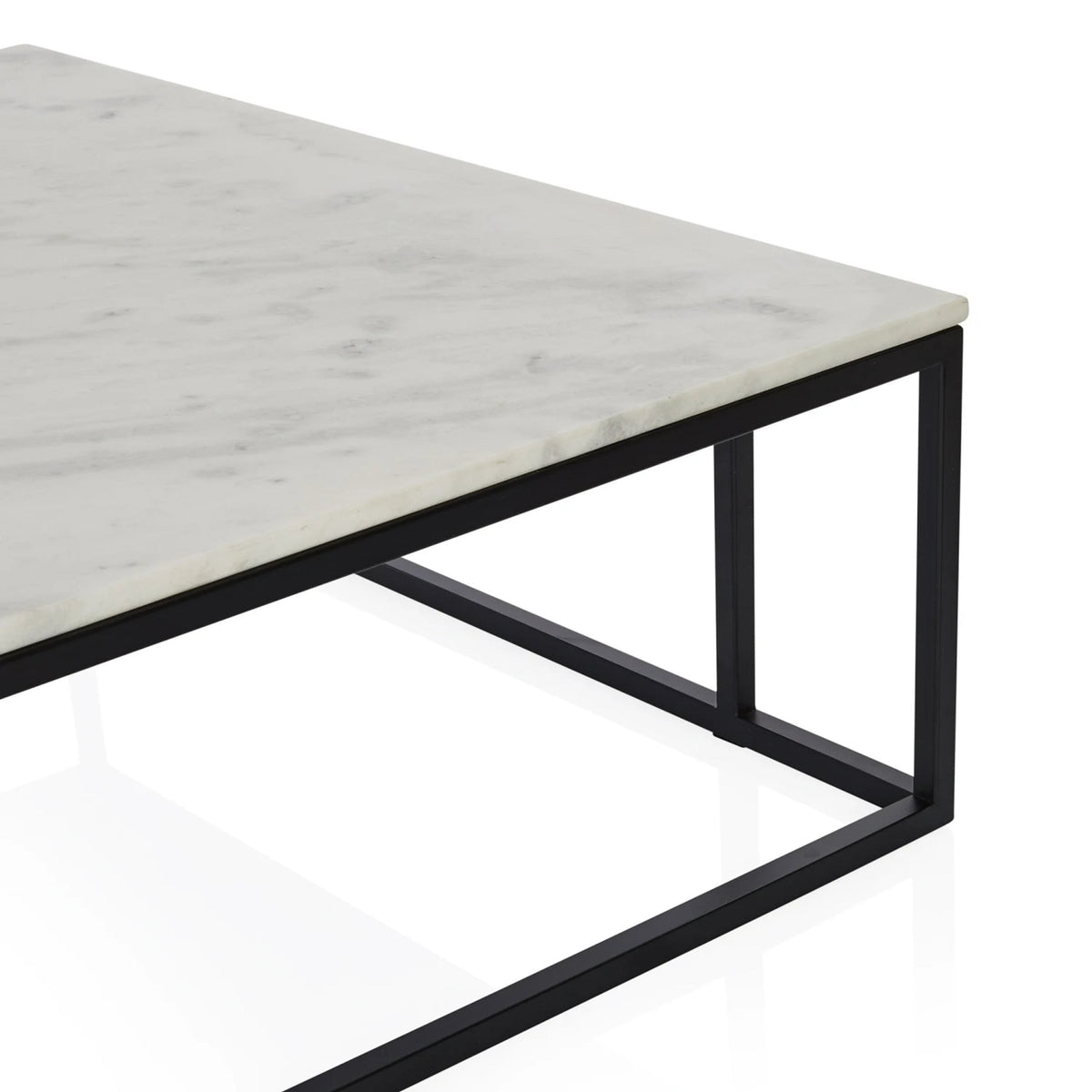 Nomad Rectangular White Marble Coffee Table Living Room Center Tea Table With Steel Base
