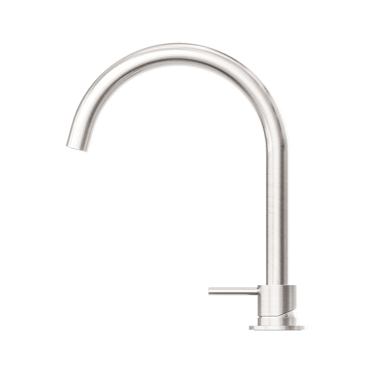 Mecca Hob Basin Mixer Round Swivel Spout Brushed Nickel