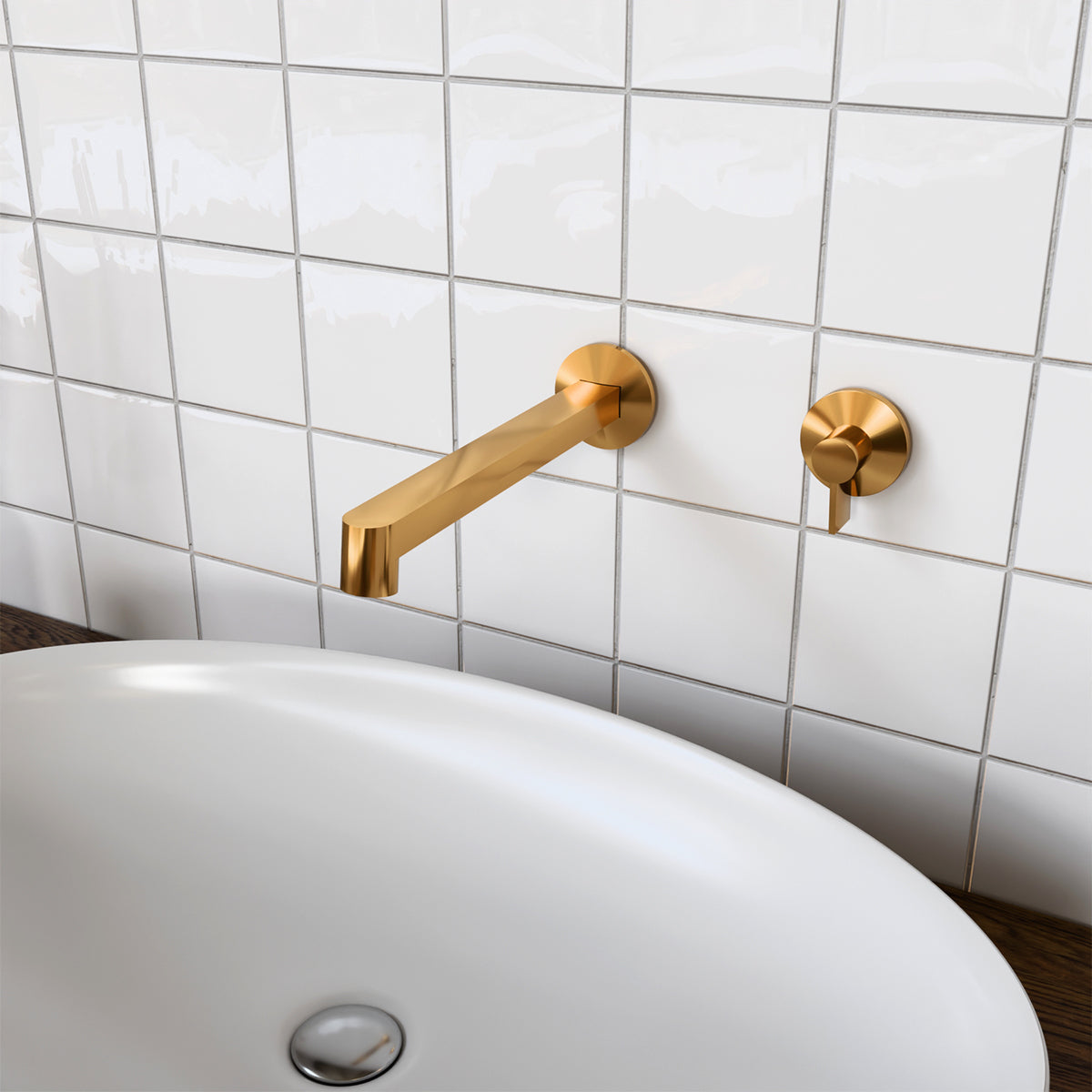 Components Row Basin Spout - Brushed Brass
