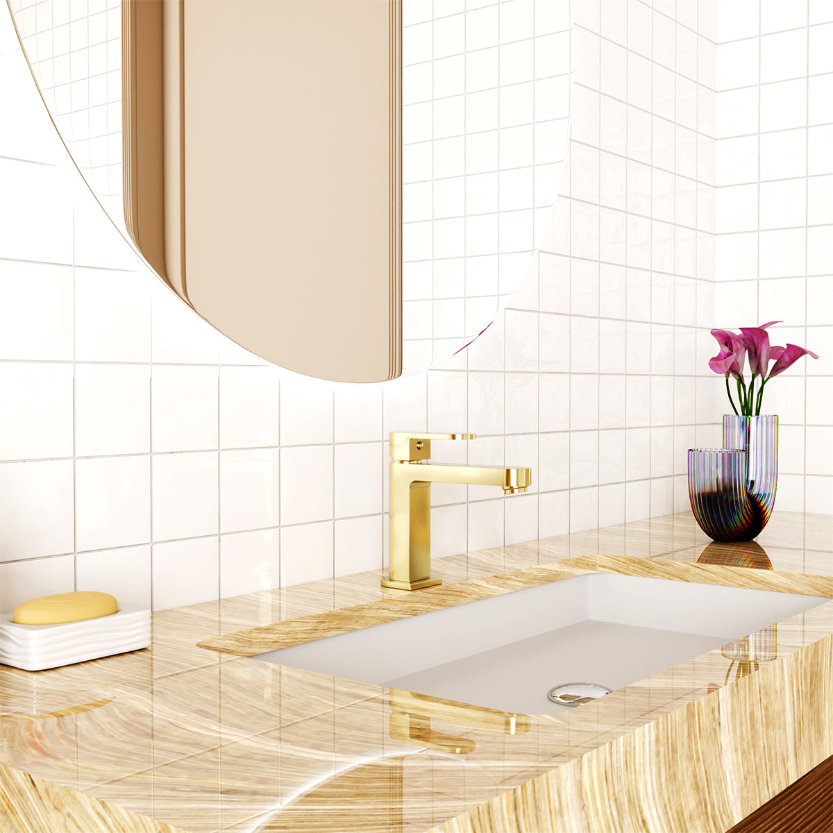 Ecco Short Basin Mixer Brushed Gold