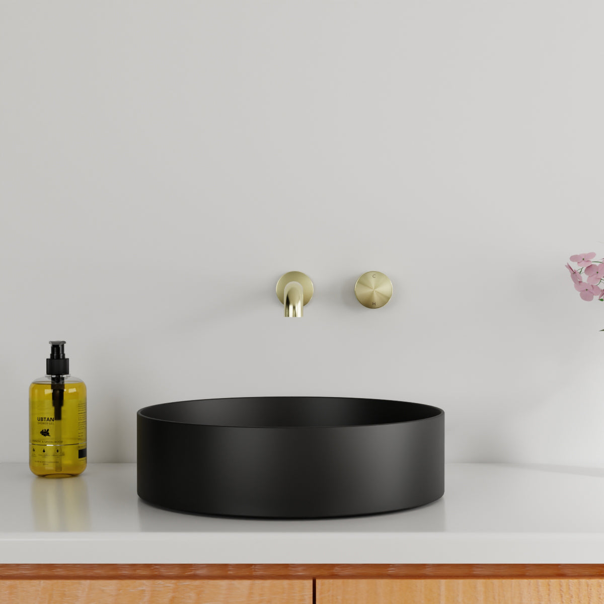 Kara Progressive Wall Basin/Bath Set 260mm Brushed Gold