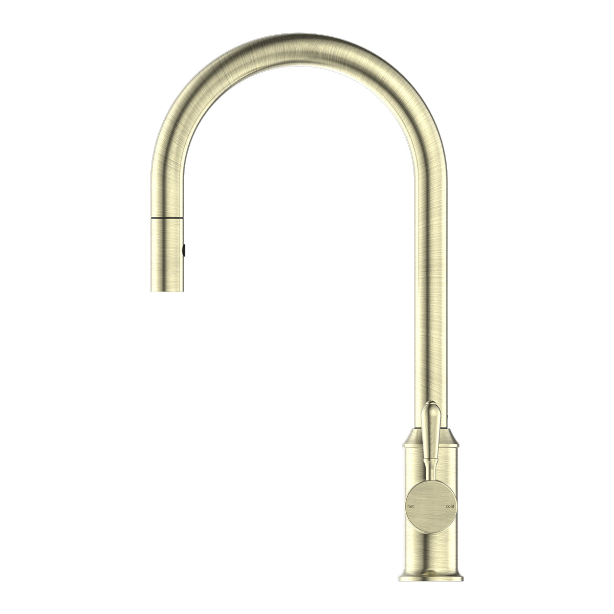 York Pull Out Sink Mixer With Vegie Spray Function With Metal Lever Aged Brass