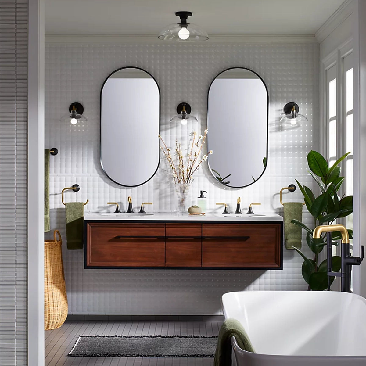 Essential 20"x 40" Capsule Decorative Mirror Brushed Nickel 26051-BNL