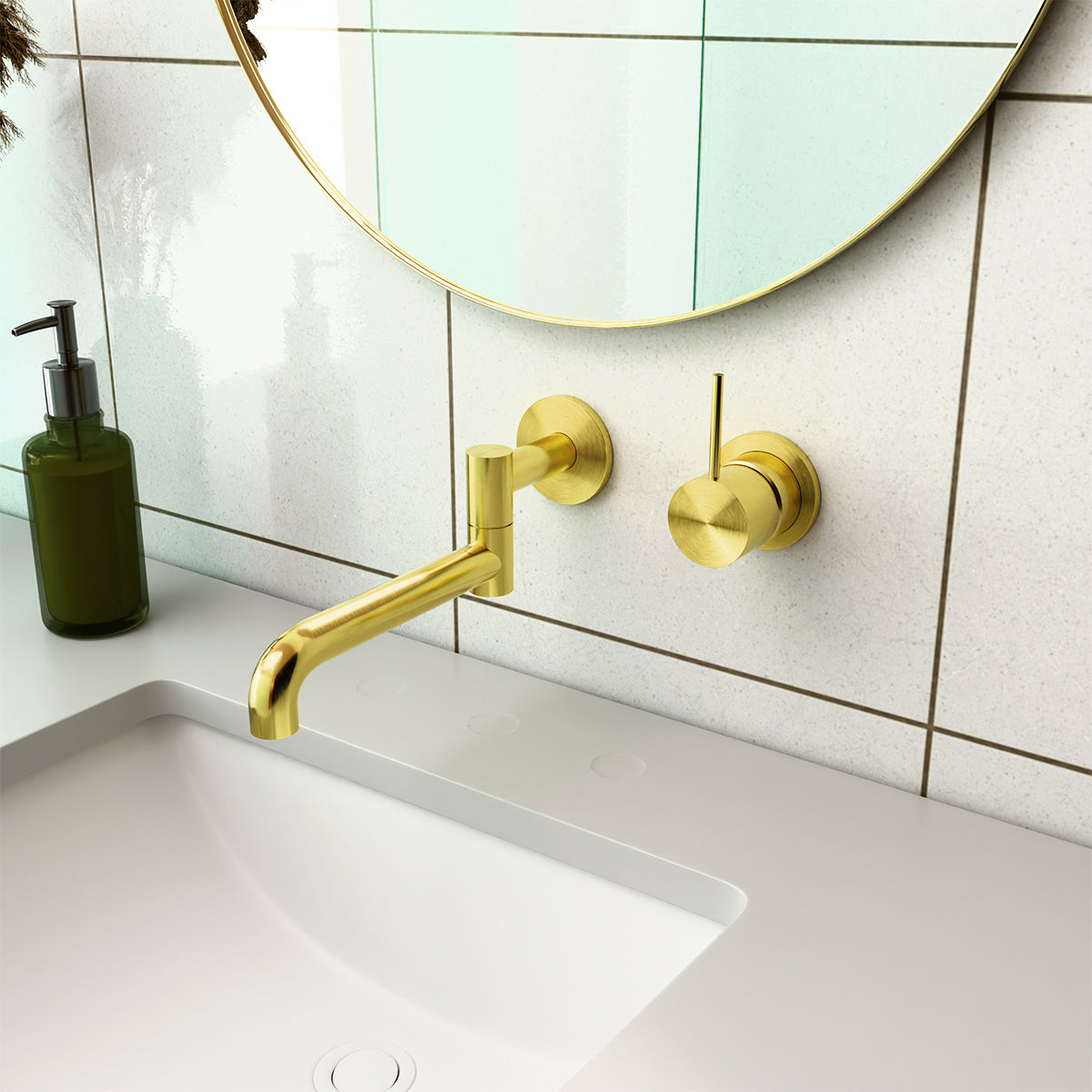 Mecca Shower Mixer Handle Up 80mm Plate Brushed Gold