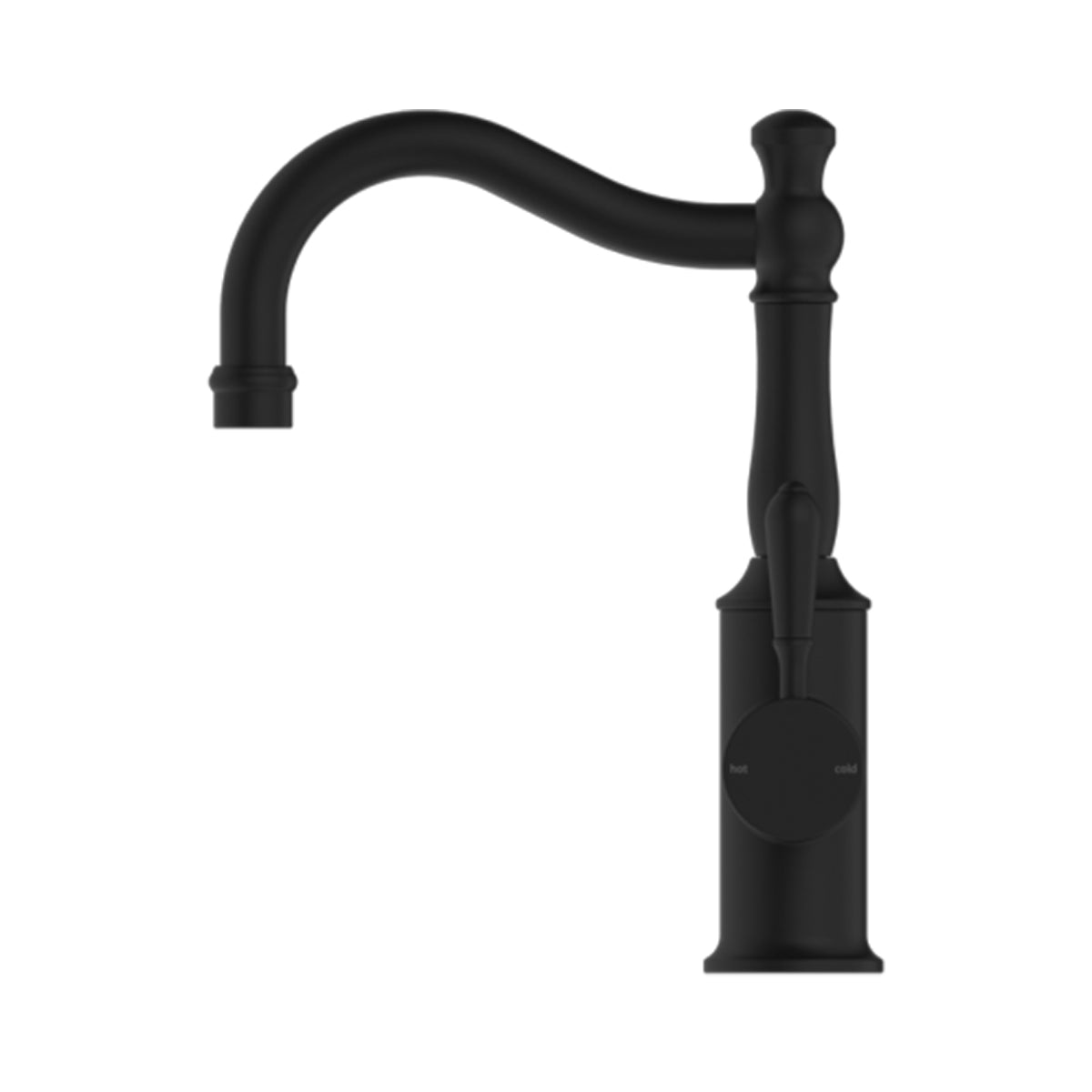 York Basin Mixer Hook Spout With Metal Lever Matte Black