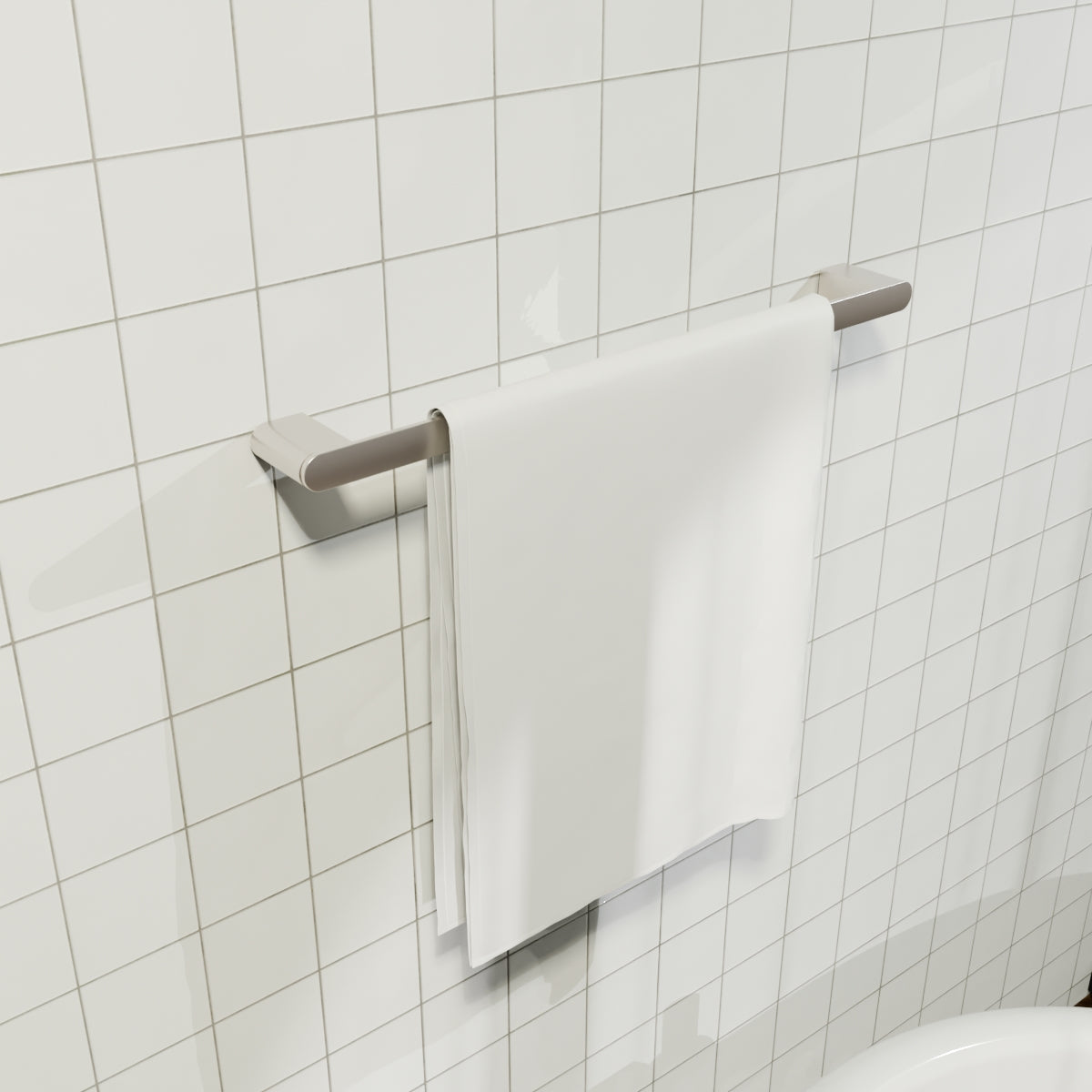 Bianca Single Towel Rail 800mm Brushed Nickel