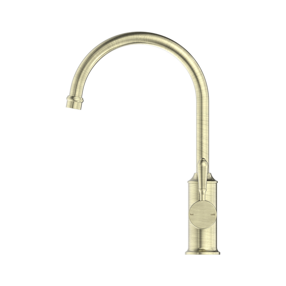 York Kitchen Mixer Gooseneck Spout With Metal Lever Aged Brass