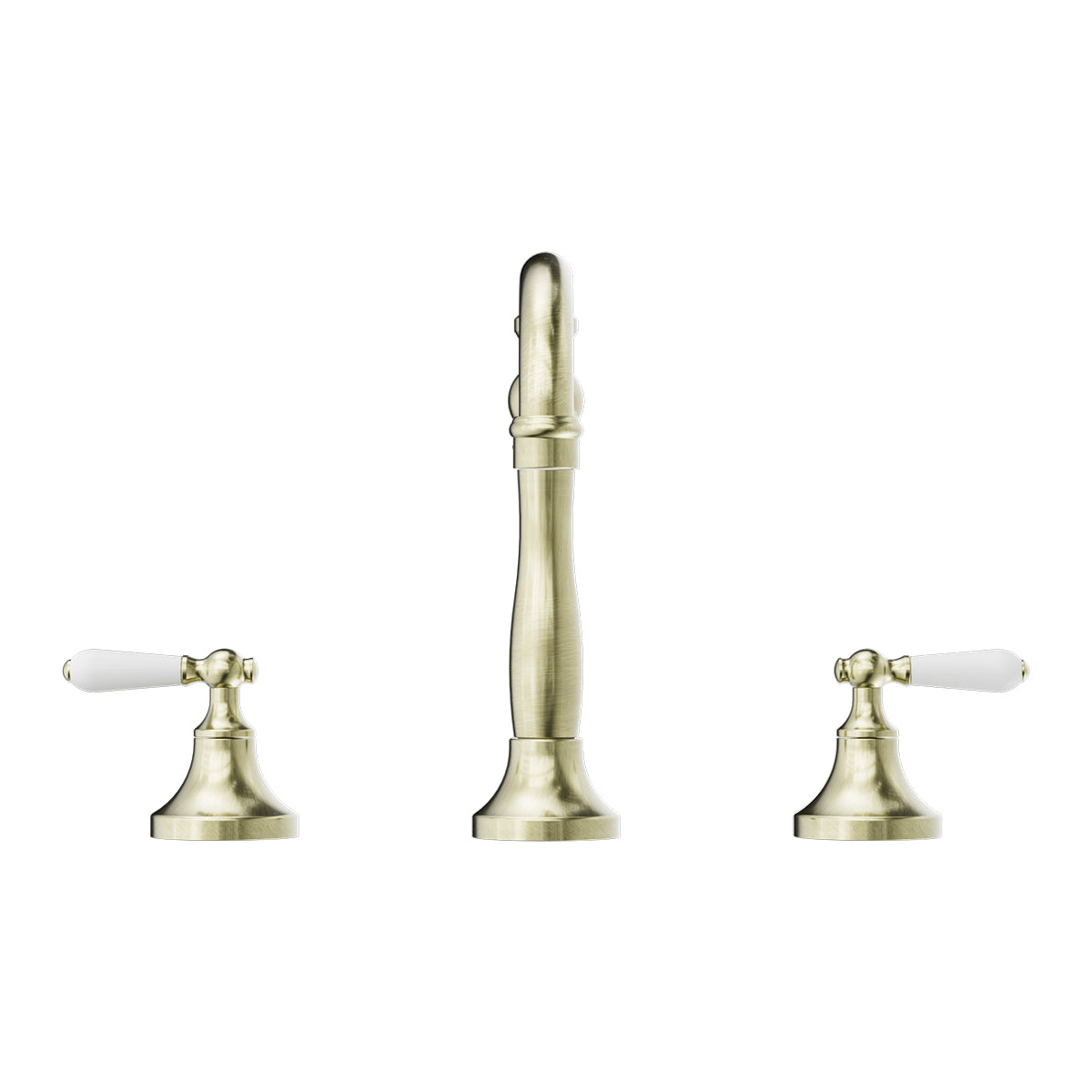 York Basin Set With White Porcelain Lever Aged Brass