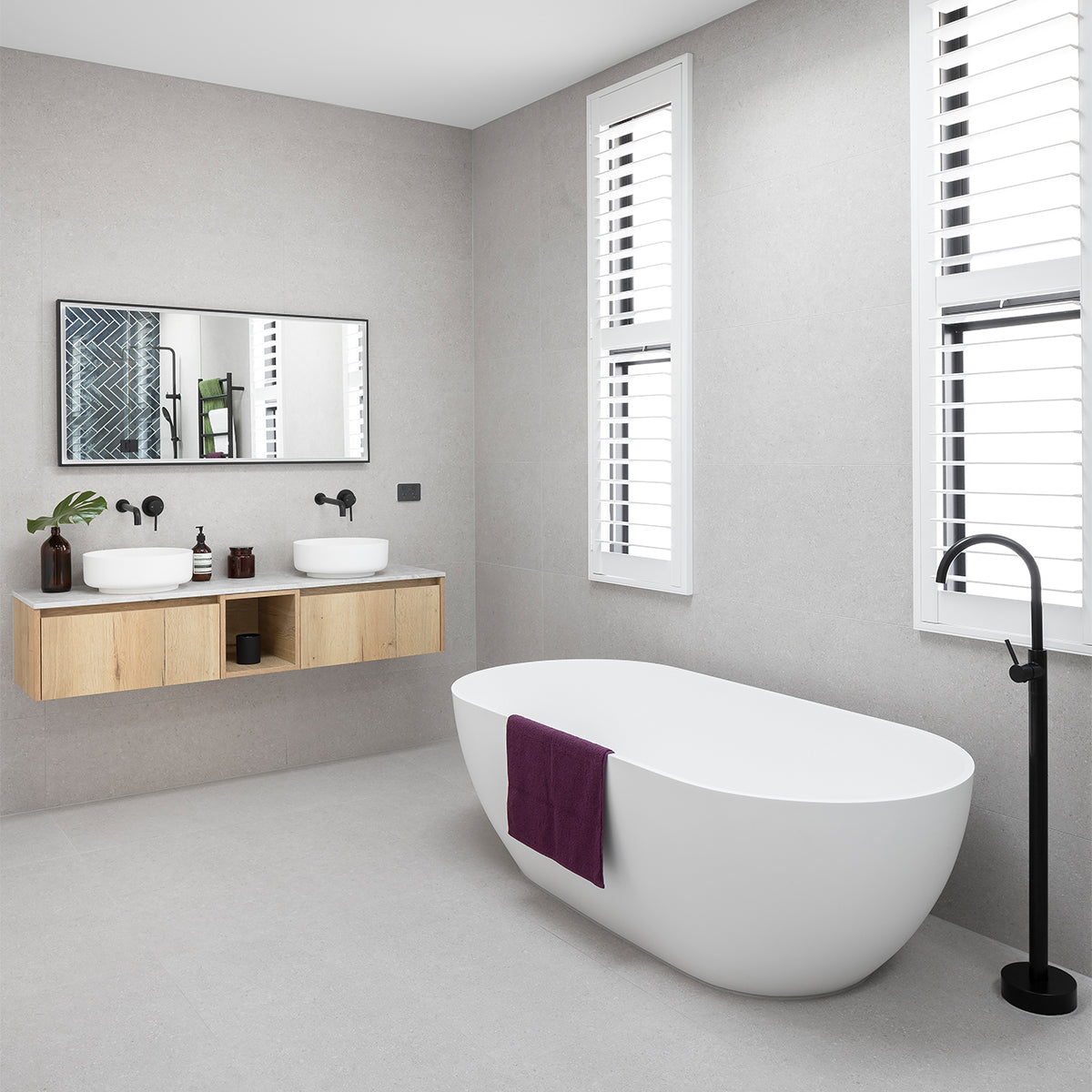 Dolce Wall Basin/Bath Mixer Separate Back Plate Gun Metal