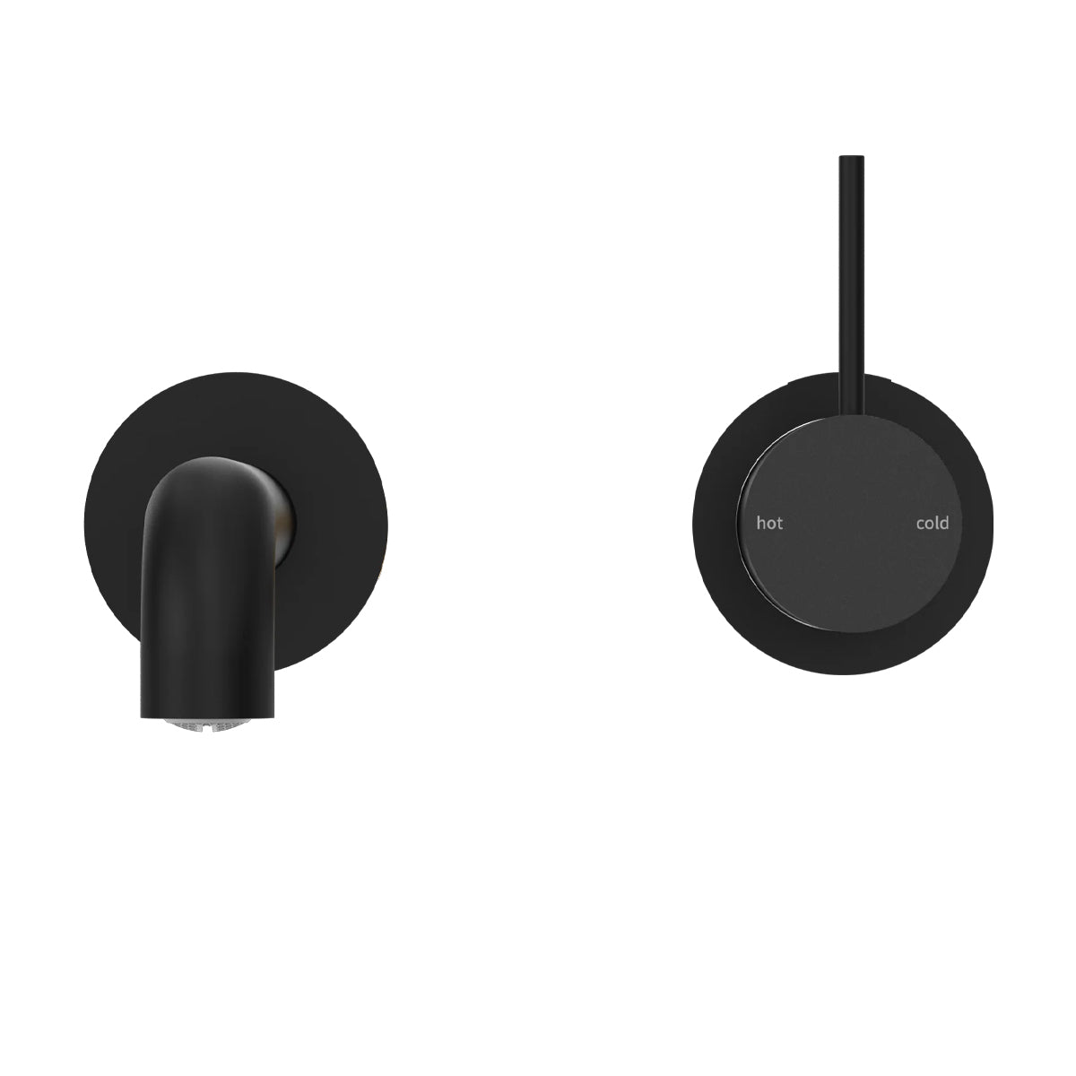 Mecca Wall Basin/Bath Mixer Separate Back Plate Handle Up 185mm Matte Black