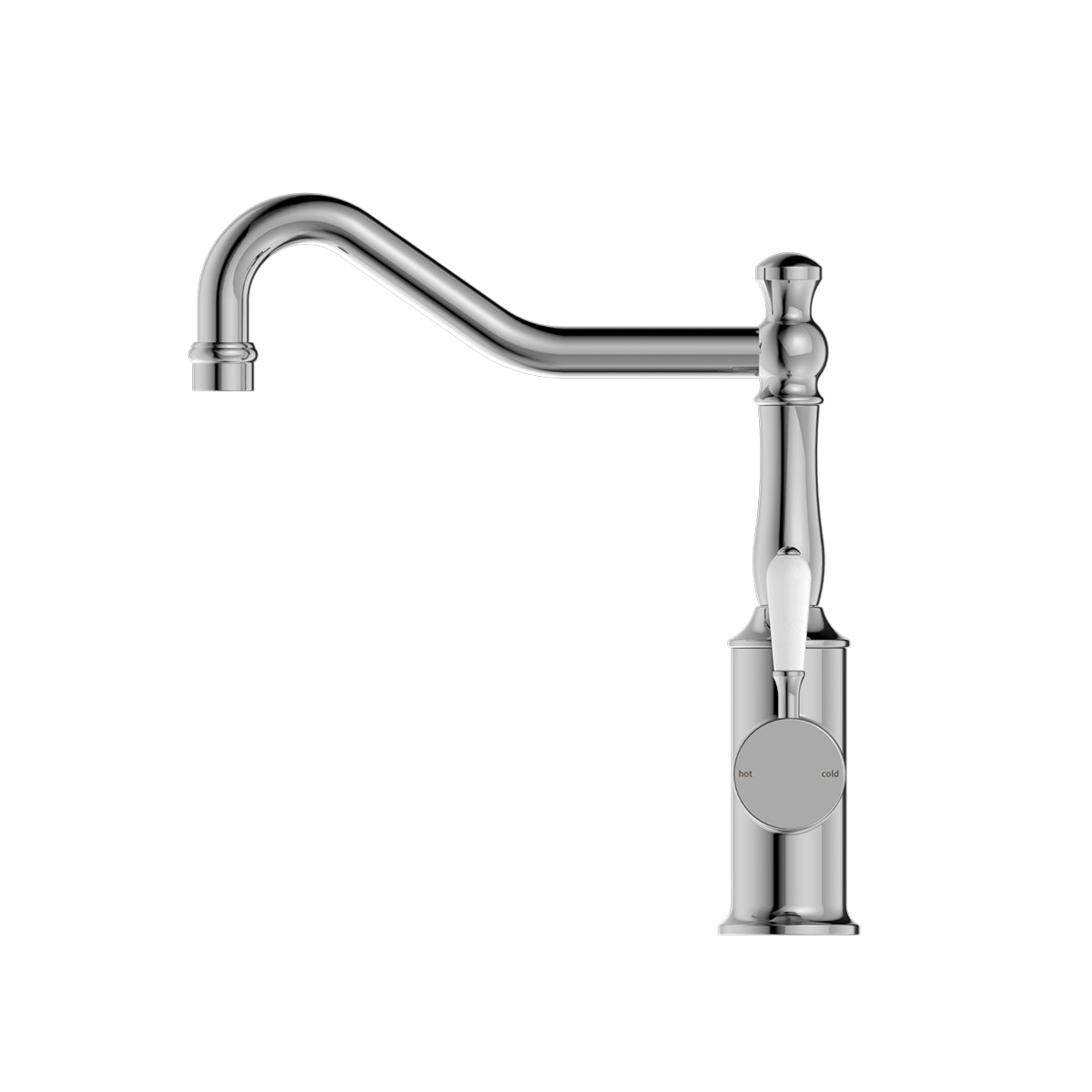 York Kitchen Mixer Hook Spout With White Porcelain Lever Chrome