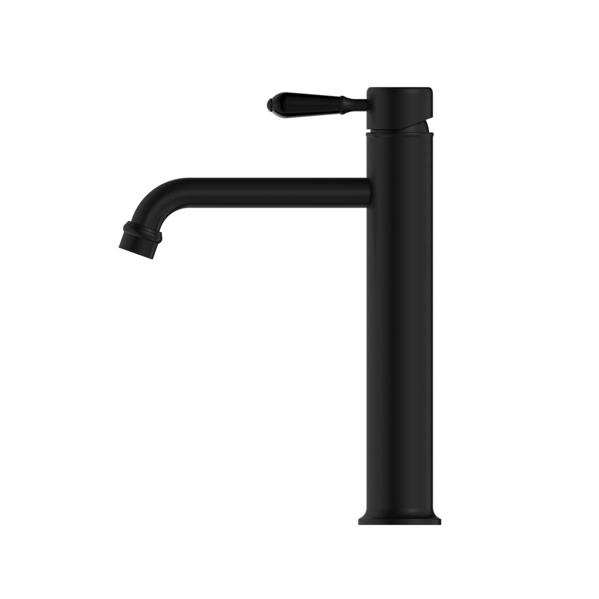 York Straight Tall Basin Mixer With Metal Lever Matte Black