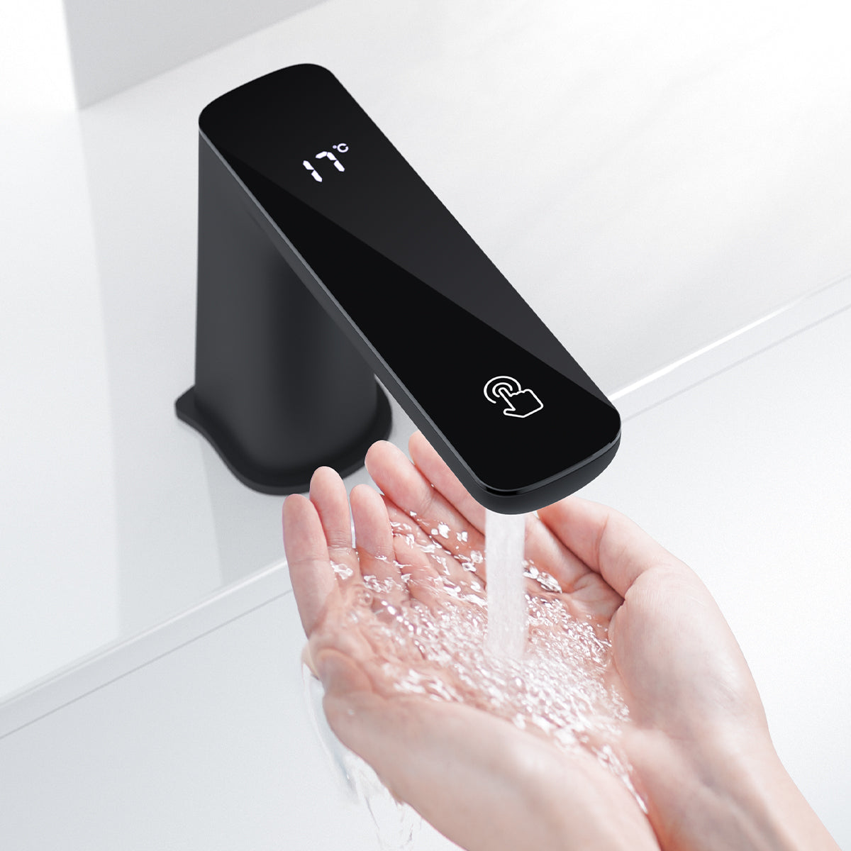 Claudia Sensor Mixer With Black Top Display Brushed Nickel