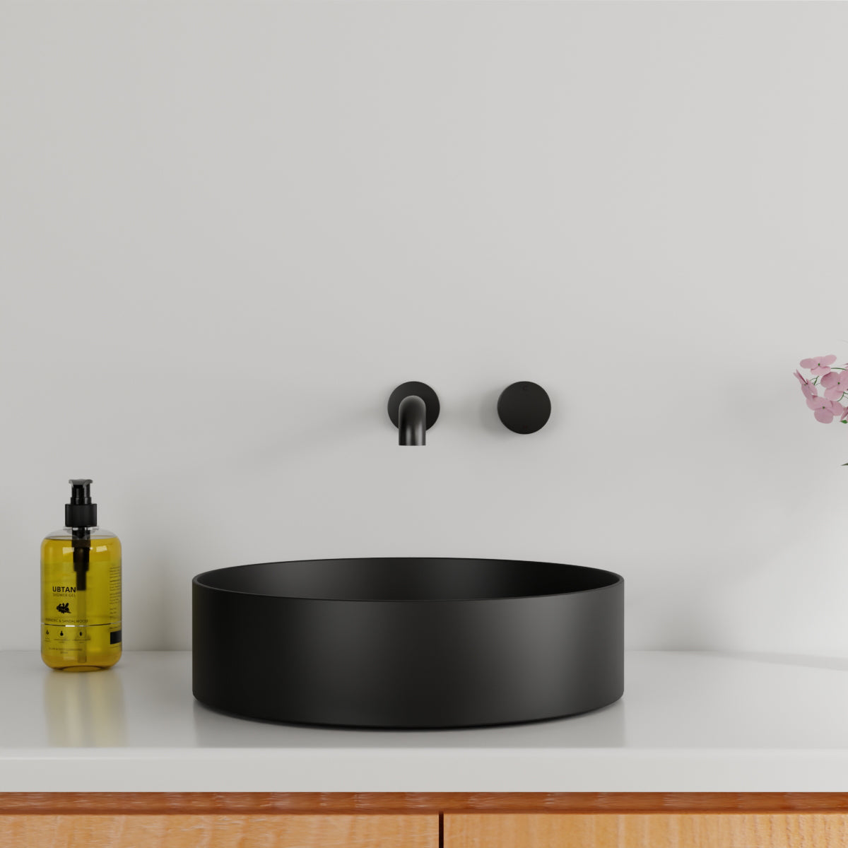 Kara Progressive Wall Basin/Bath Set 260mm Matte Black