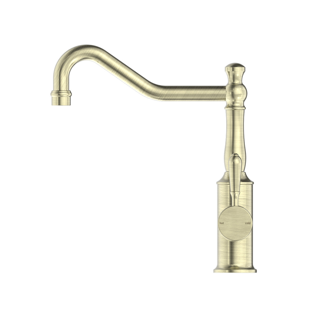 York Kitchen Mixer Hook Spout With Metal Lever Aged Brass