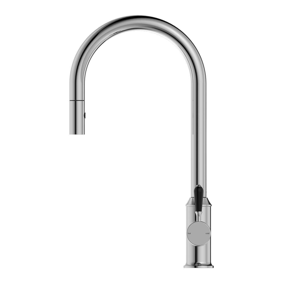 York Pull Out Sink Mixer With Vegie Spray Function With Black Porcelain Lever Chrome
