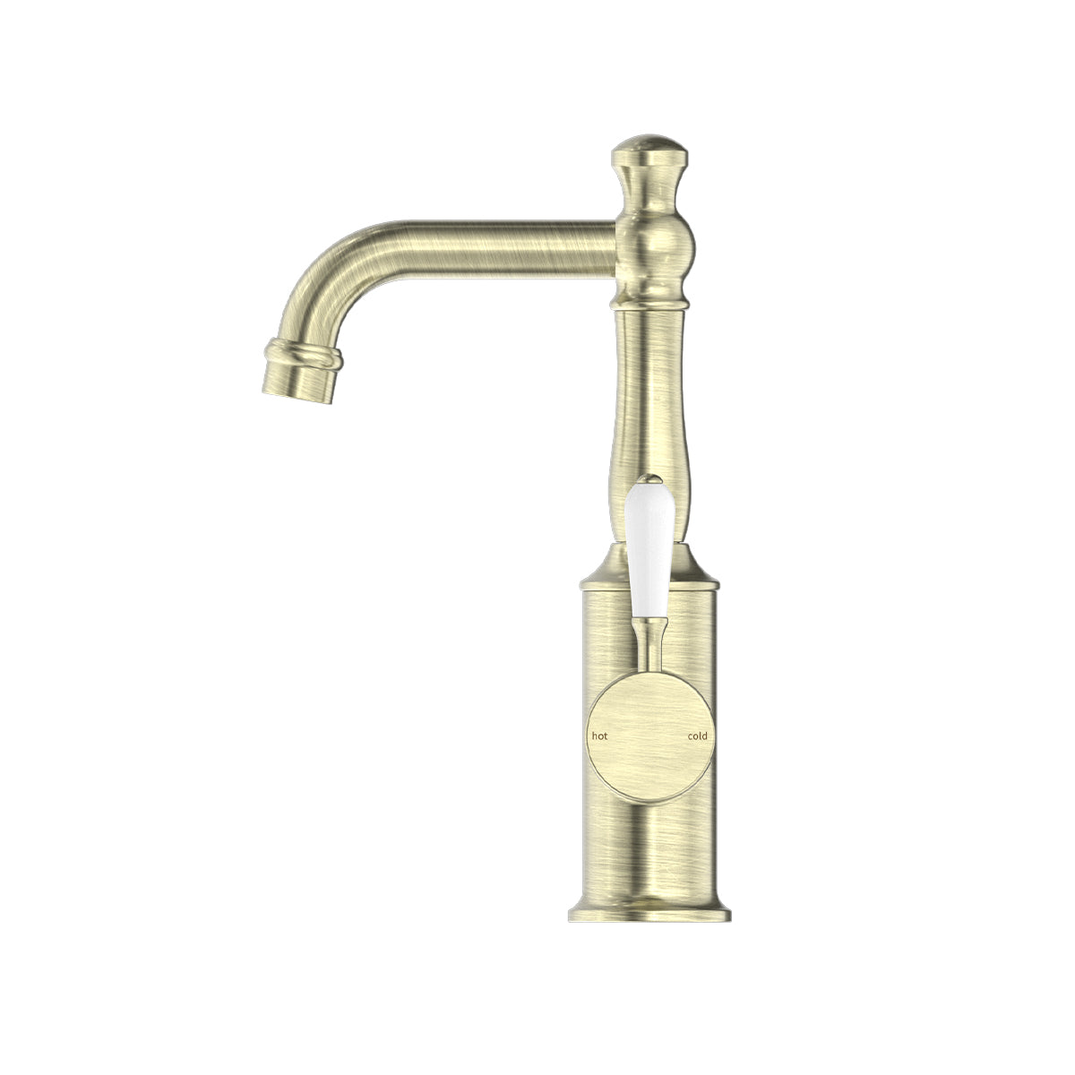 York Basin Mixer With White Porcelain Lever Aged Brass